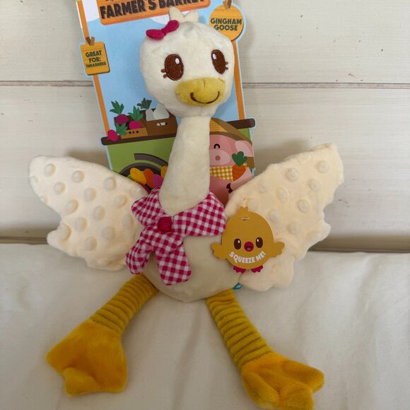 NWT, Bark Box Dog Toy GINGHAM GOOSE, All Dog Sizes, White Plush, Farmer's Barket - Picture 1 of 4